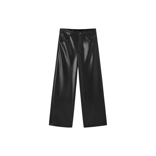 PEACEBIRD Leather Pants Women's Black