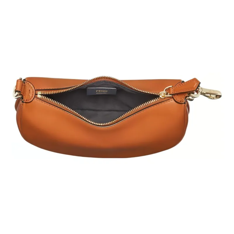 FENDI Fendigraphy Calfskin Crescent Bag Wrist Bag Mini Women's Brown-2