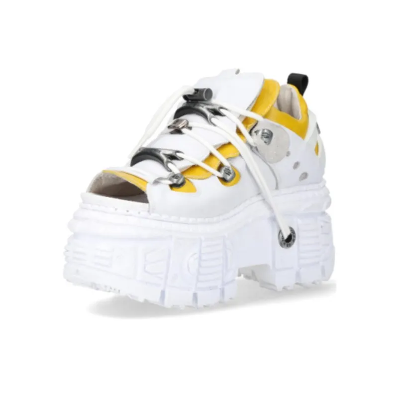 NEW ROCK Slip-Resistant Low-Top Casual Shoes Unisex Yellow White-2