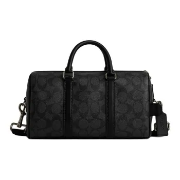 COACH Venturer Signature Coated Canvas With Smooth Calfskin Travel Bag Large Size Men's Black