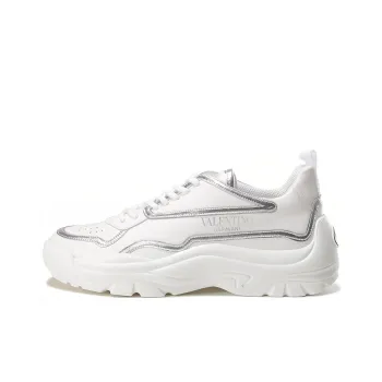 Valentino Gumaboy Low Top Sports Casual Shoes Men's White Silver