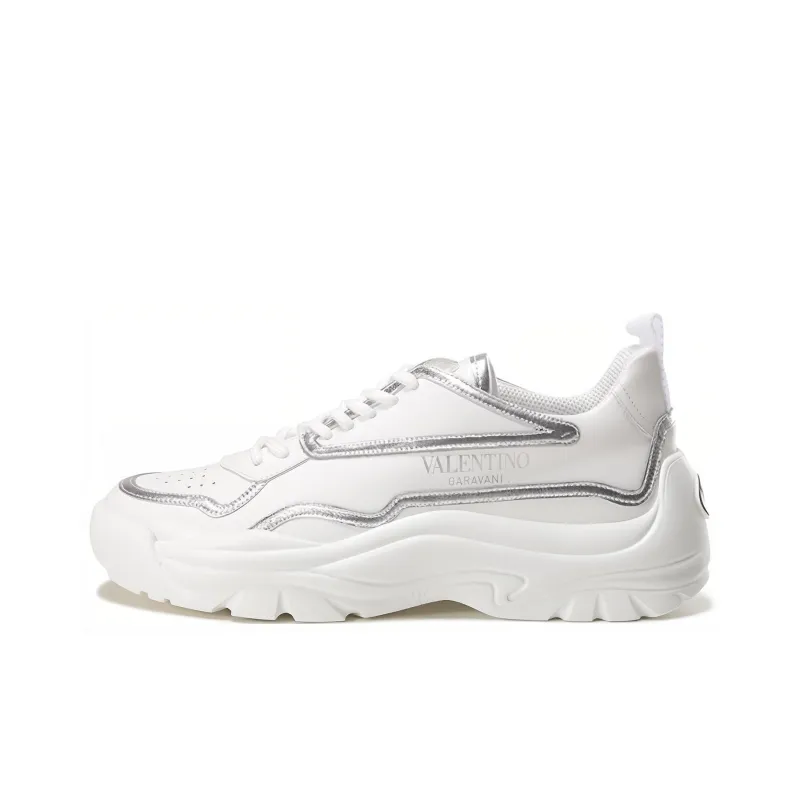 Valentino Gumaboy Low Top Sports Casual Shoes Men's White Silver-0