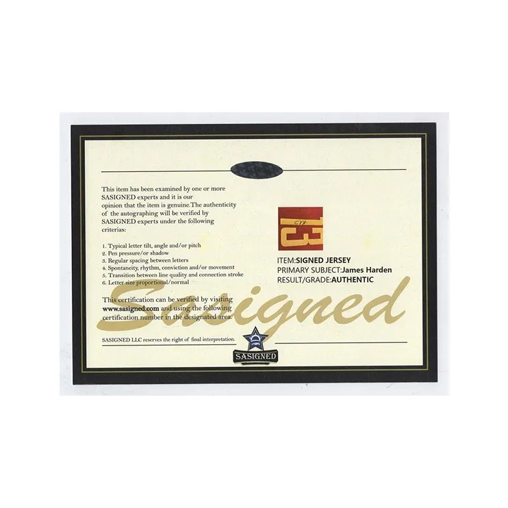 Three For Rocket Size 13 Harden Short Sleeved Basketball Apparel, Framed, Includes Certificate-5