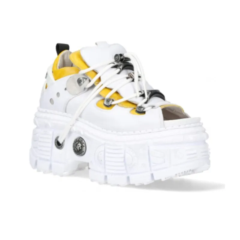 NEW ROCK Slip-Resistant Low-Top Casual Shoes Unisex Yellow White-3