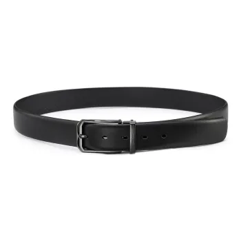 PIERRE CARDIN Fashion Minimalist Style Pin Buckle Top Grain Cow Leather Belt For Men's Pants Men's Black 3.4cm