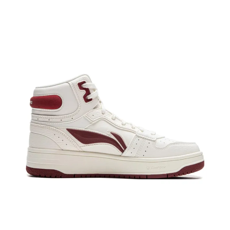 LiNing Tianji SOFT HI Anti Slip Wear Resistant Mid Top Skateboard Shoes Women's White Red-1