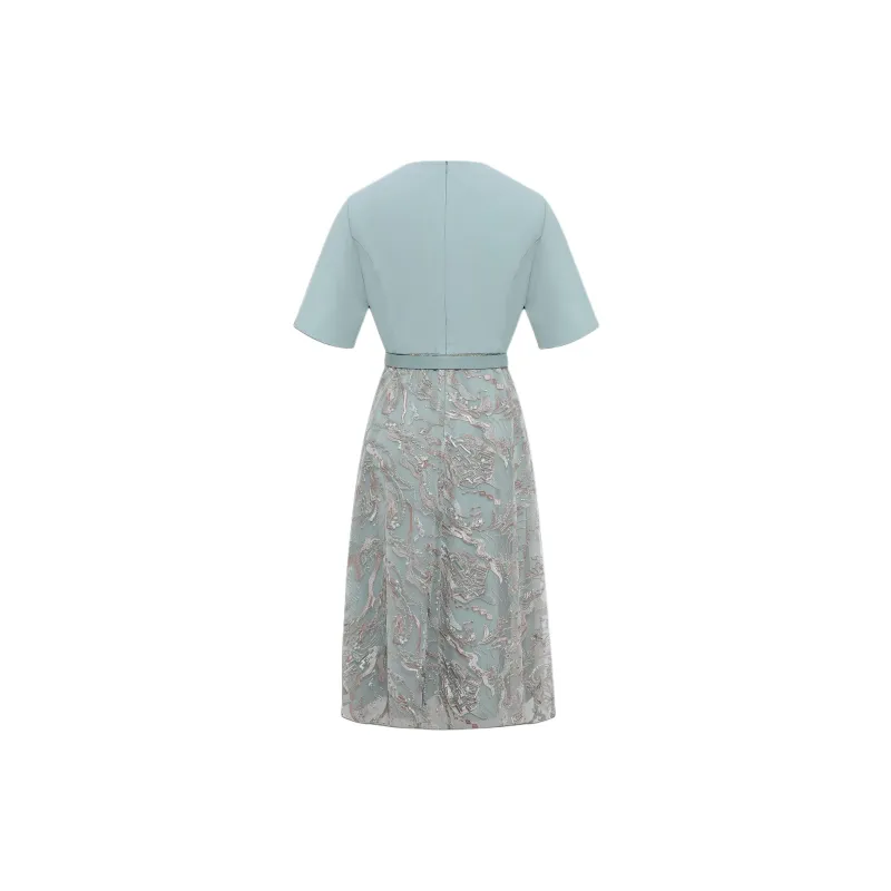 BBLLUUEE Short Sleeved Dress Women's Teal Green-1
