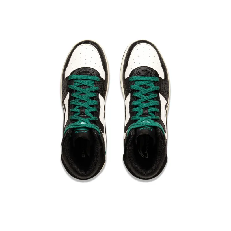 LiNing Tianji SOFT HI Anti-Slip Wear-Resistant Mid-Top Skateboard Shoes Men's White Black Green-3