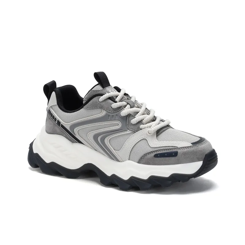 JEEP SPIRIT Slip Resistant Low Top Chunky Sneakers Men's Gray-3