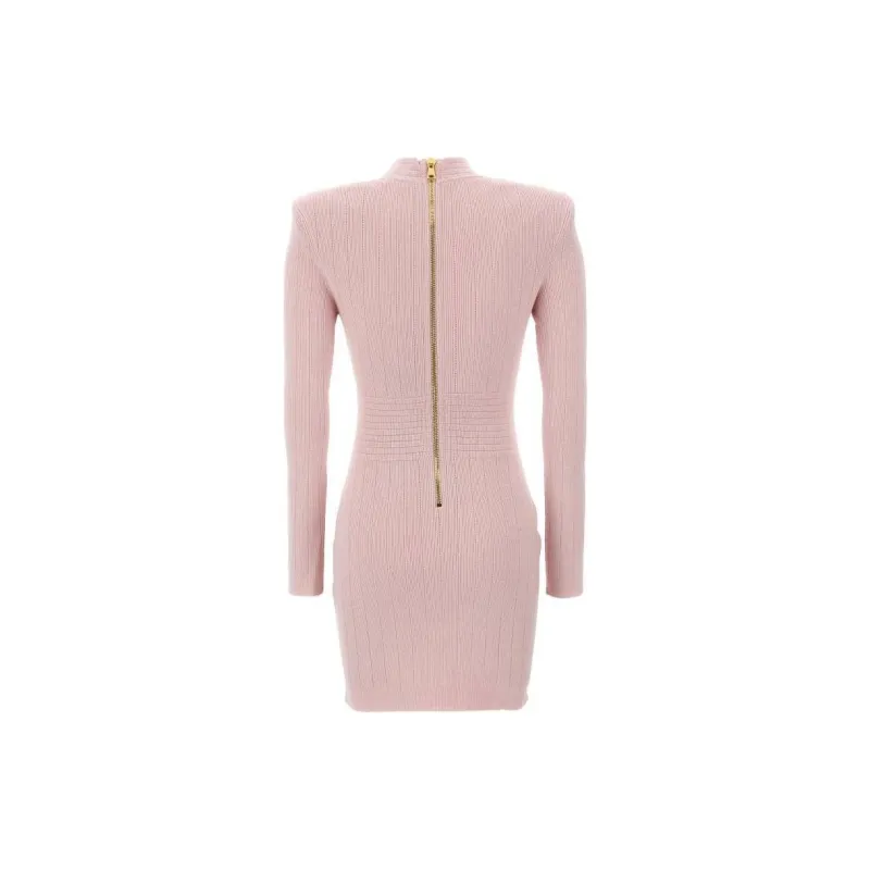 BALMAIN Logo Button Long Sleeved Mini Dress-1