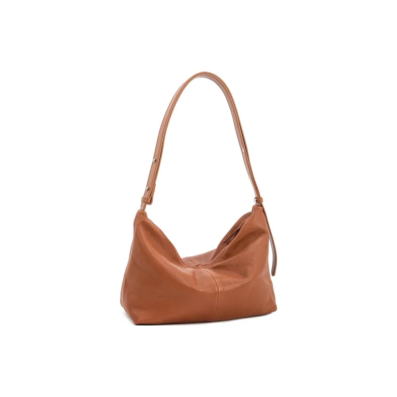 VENOF Sheepskin Dumpling Bag Shoulder Bag Small Size Women's Light Tea Brown/Deep Black/Advanced Red-1