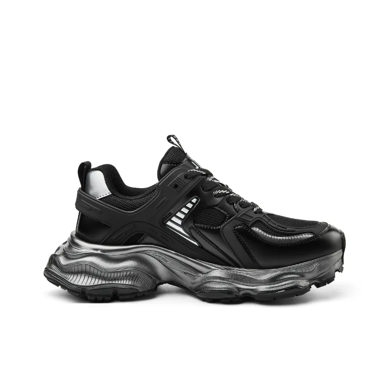 JEEP SPIRIT Slip Resistant, Breathable, Height Increasing Low Top Chunky Sneakers Men's Black-1