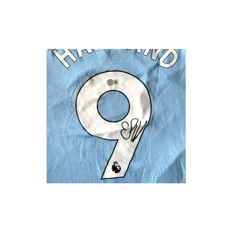 Three For Haaland Signed 2023-24 Manchester City #9 Jersey With EM Certificate Framed-4