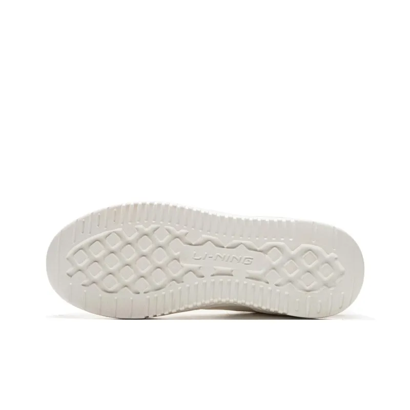 LiNing Qingyun Anti-Slip Wear-Resistant Breathable Height Increasing High-Top Casual Shoes Women's Mist White-5