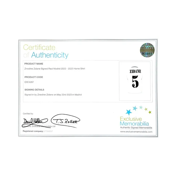 Three For Zidane Autographed 2022 23 Real Madrid Jersey EM Certificate Professionally Framed-5