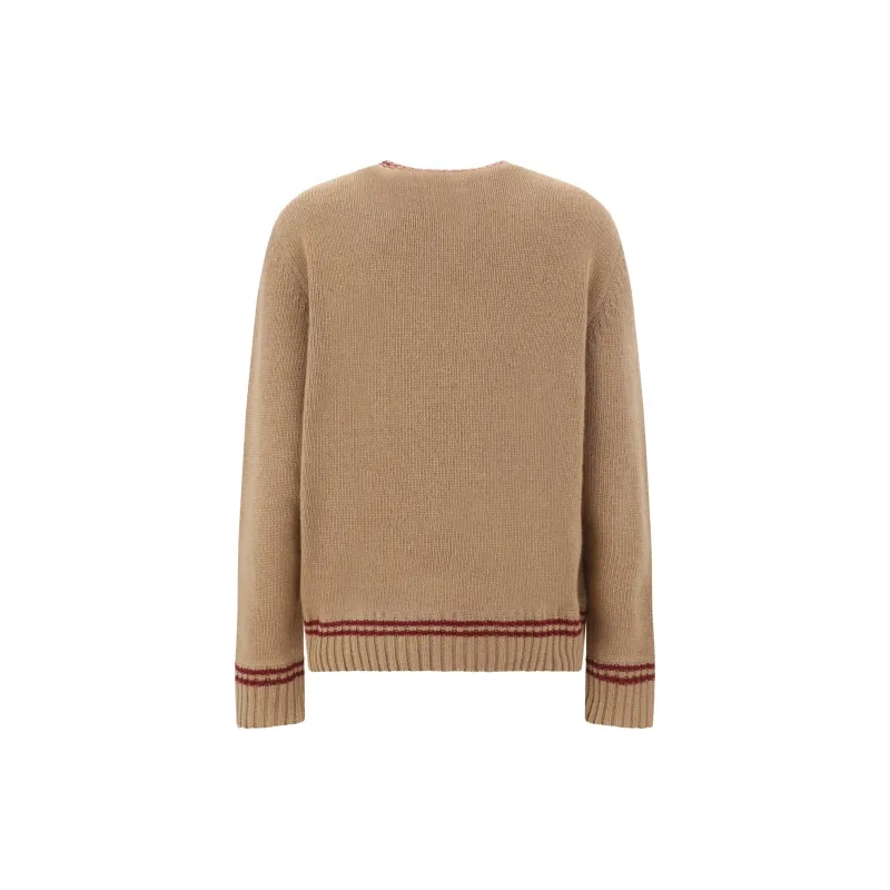 PRADA Intarsia Knitted logo Cashmere Jumper-1