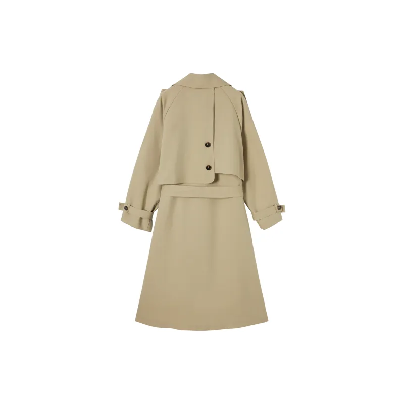 DIALOGUE Trench Coat Women's Light Khaki-1