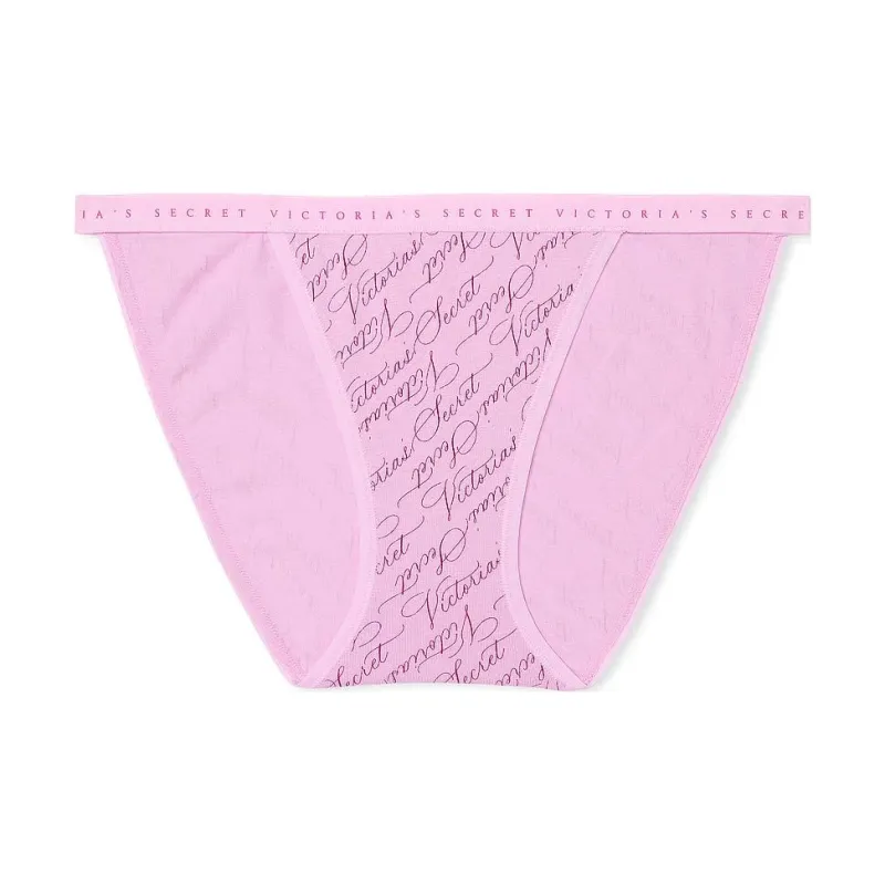 Victoria's Secret Stretch Cotton String Bikini Panty / V S L S Underpants Women's 1 Pack Pink-0