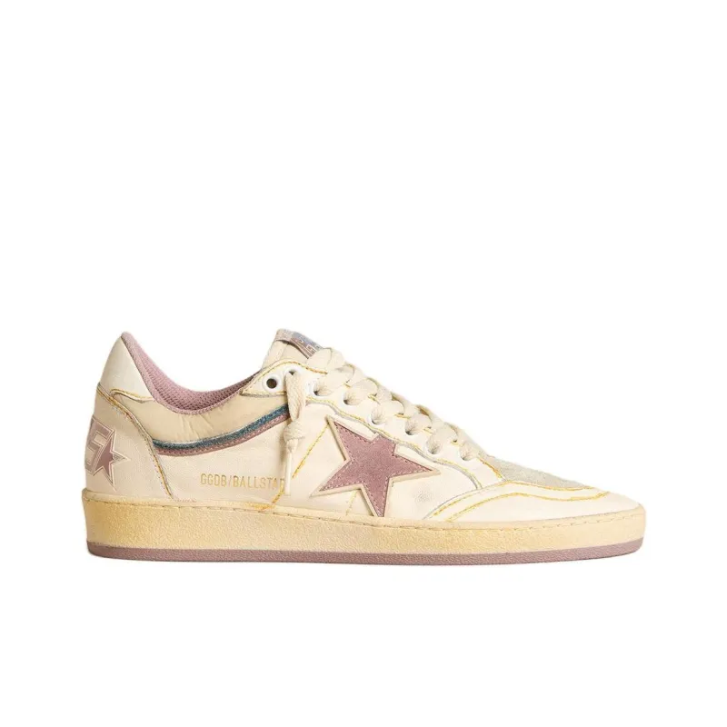 Golden Goose Ball Star Low Top Skateboard Shoes Women's White Pink-1