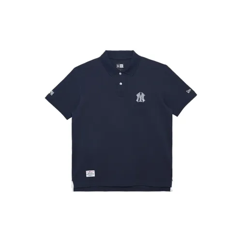 New Era Blue And White Porcelain Series Polo Shirts Unisex Navy Blue