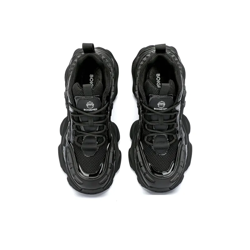 BOIGEMES Chunky Sneakers Men Low Top Black-14