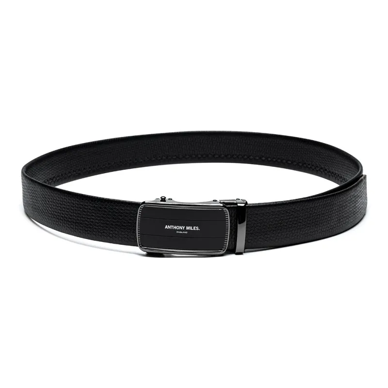 Anthony Miles Top Grain Cow Leather Leather Belts Men's Black 3.5cm-3
