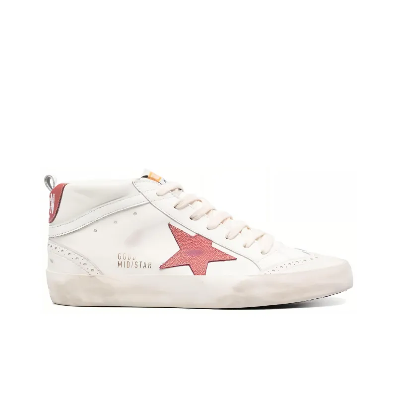 Golden Goose Mid Star Anti Slip Wear Resistant Low Top Skateboard Shoes Women's White Pink Vintage Version-1