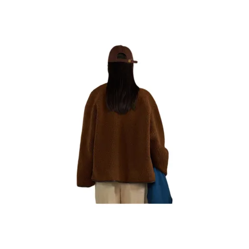Omont Velvet feel Coat Women's Caramel Brown