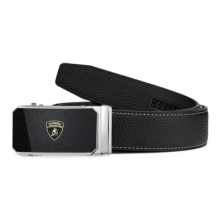 Automobili Lamborghini Cow Leather Business Genuine Leather Belt, Premium Quality Belt Men's Width 3.4cm-5