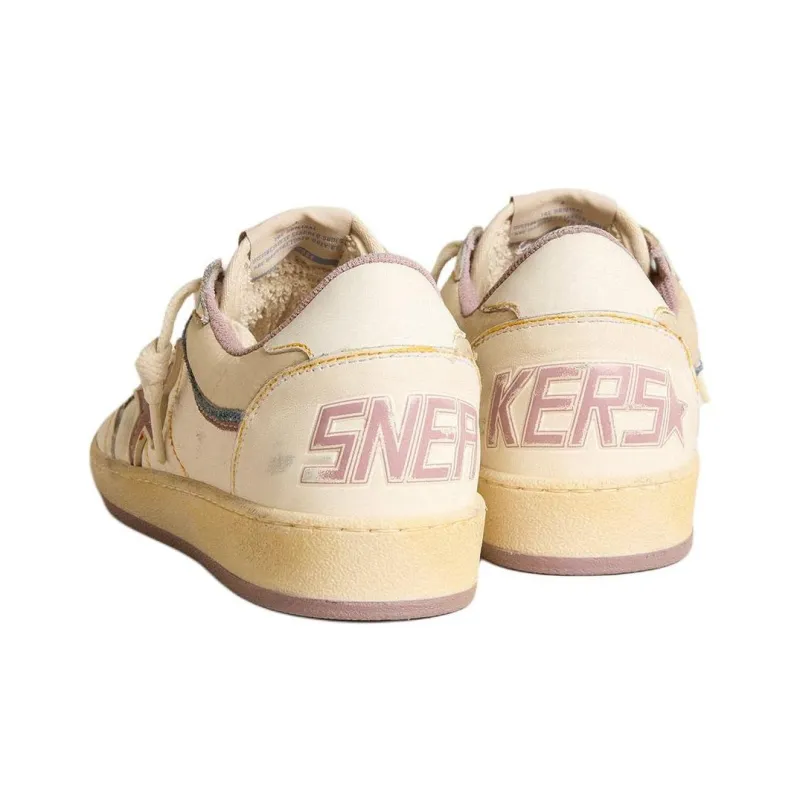 Golden Goose Ball Star Low Top Skateboard Shoes Women's White Pink-3