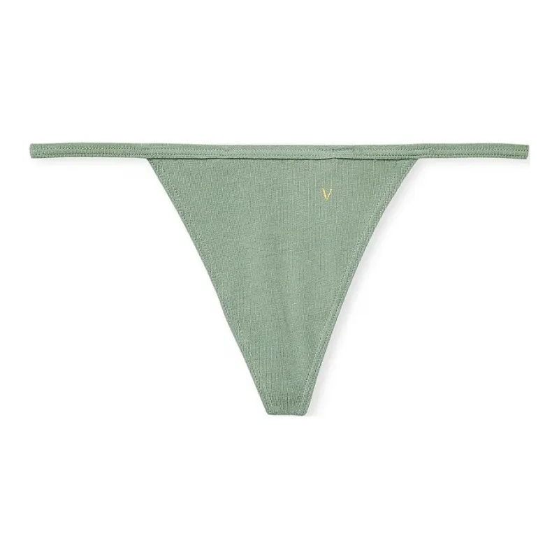 Victoria's Secret Stretch Cotton V-String Panty / Seasalt Green Underpants Women's 1 Pack Green-0