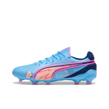 PUMA KING ULTIMATE FG/AG Soccer Shoes Men Low-Top Bright Blue/Pink