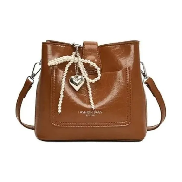 RKM Pu Shoulder Bag Medium Size Women's Red/Black/White/Silver/Brown-11