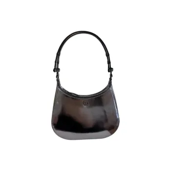 TORY BURCH Emerson Cow Leather Handbag Shoulder Bag Small Size Women's Silver Gray