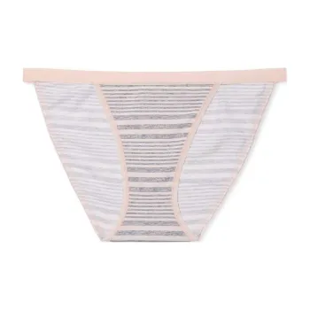 Victoria's Secret Stretch Cotton String Bikini Panty / Pink & Grey Stripes Underpants Women's 1 Pack Gray Pink