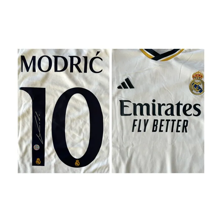 Three For Luka Modrić Signed In Person Real Madrid 2023 24 Season Jersey EM Certificate Framed And Mounted-3