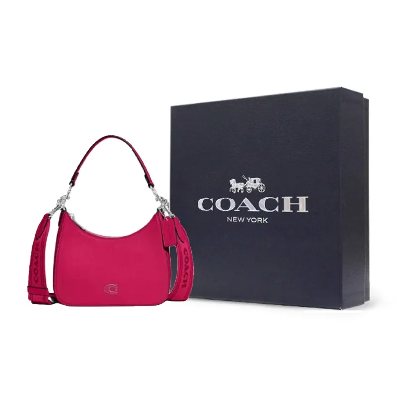 COACH Hobo Leather Shoulder Bag Crossbody Bag Handbag Medium Size Women's Dragon Fruit Red-7