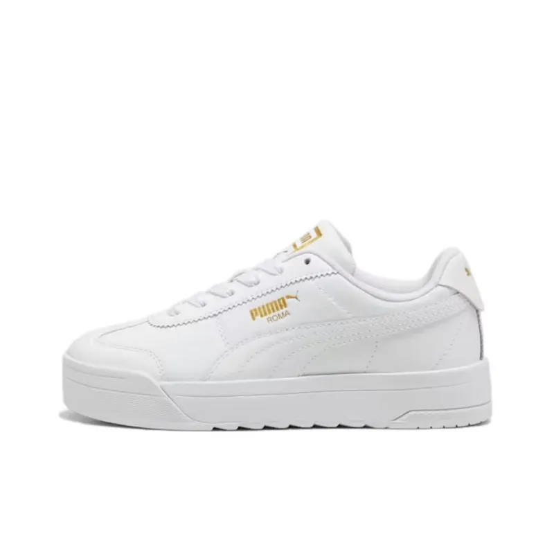 PUMA Roma Anti Slip And Wear Resistant Lightweight Low Top Casual Shoes Women's White-0