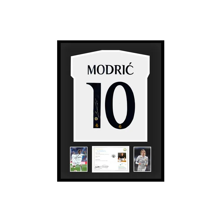 Three For Luka Modrić Signed In Person Real Madrid 2023 24 Season Jersey EM Certificate Framed And Mounted-1