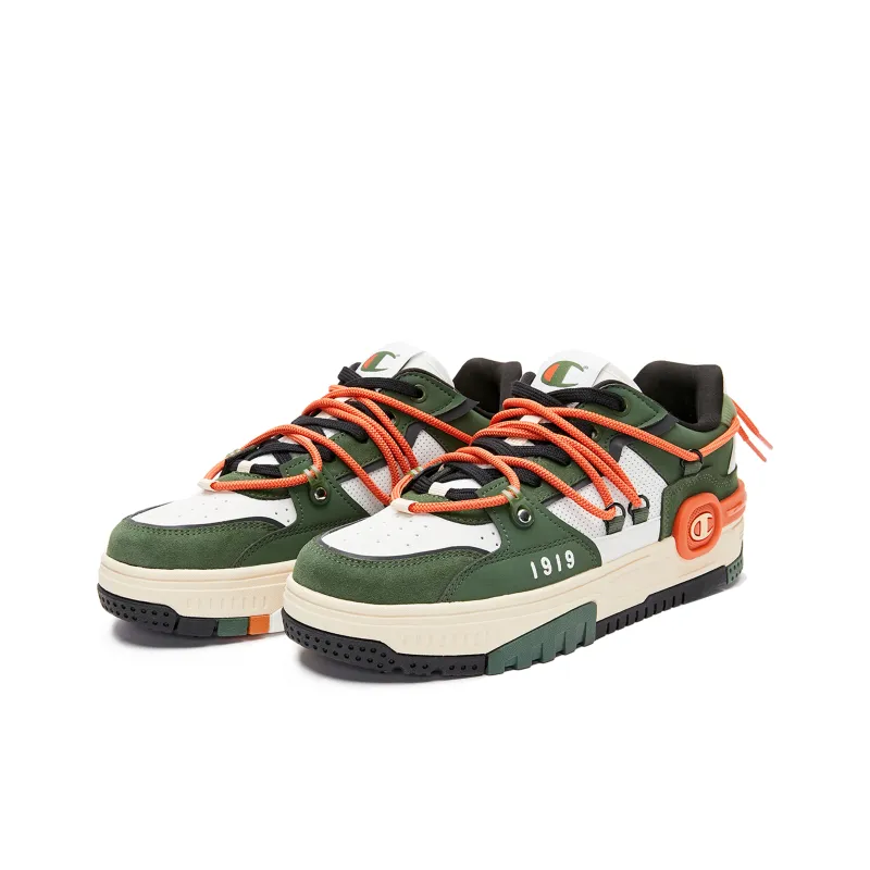 Champion Essentials Collection Bumper V1 Low Top Skateboard Shoes Men's Green Orange-2