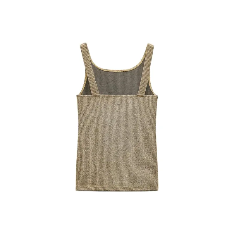 ZARA Tank Tops Women's Gold-1