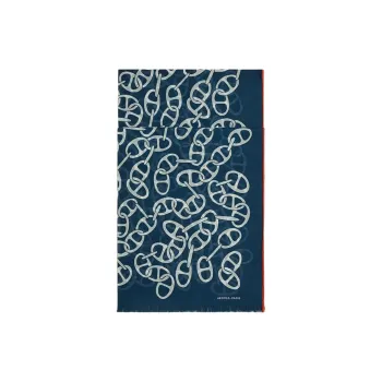 HERMES Cotton Knit Scarves Men's Blue