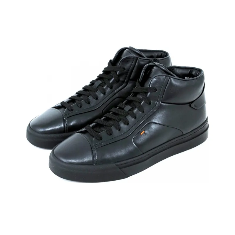 Santoni Nero Notte High-Top Skateboard Shoes Men's Black-2
