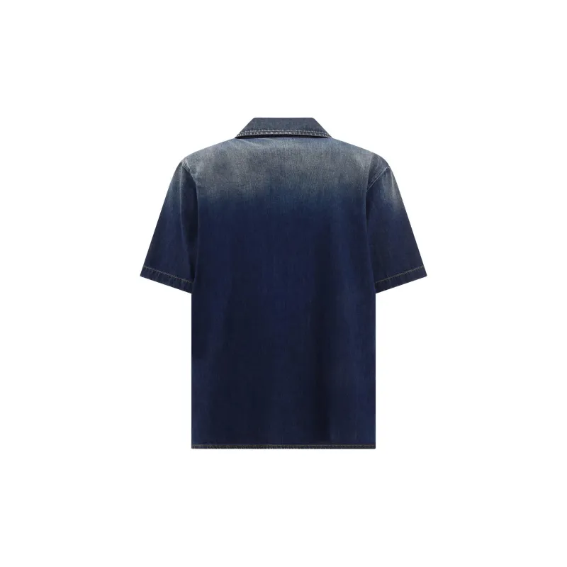 Valentino Straight Hem Denim Bowling Shirt-1