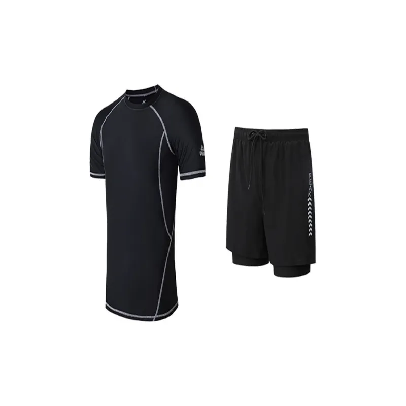 PEAK Swimming Sets Polyester Elastane Seaside Vacation With Hot Spring Men's Black-1