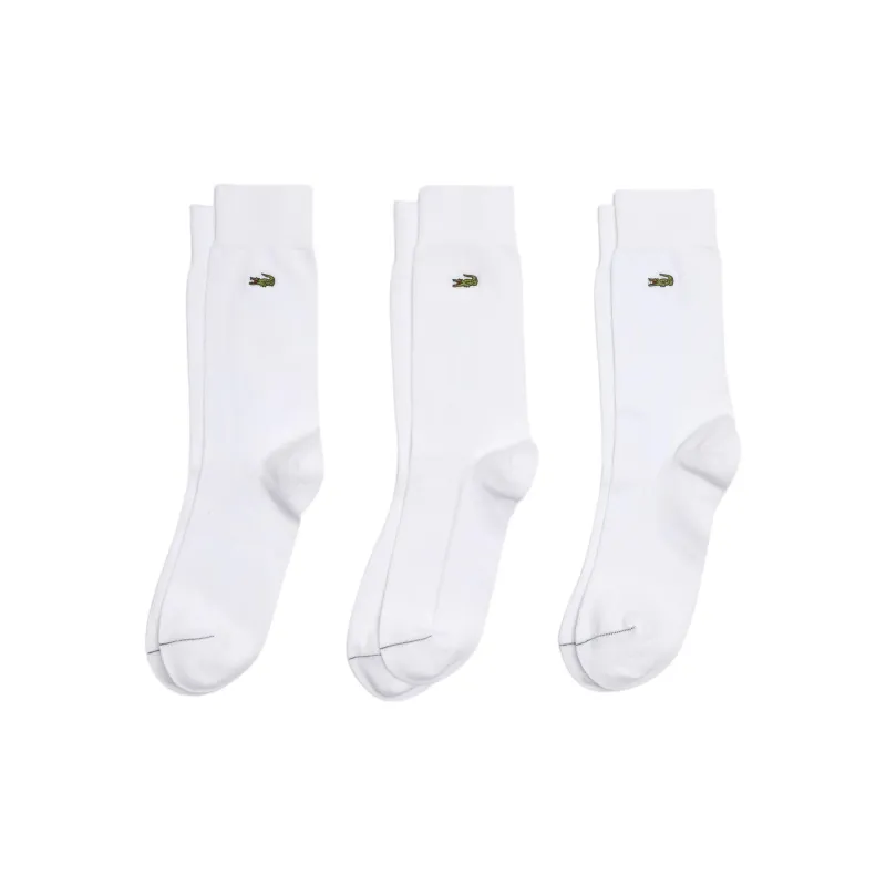 LACOSTE Mid-Calf Socks Unisex 3 Pack White-0