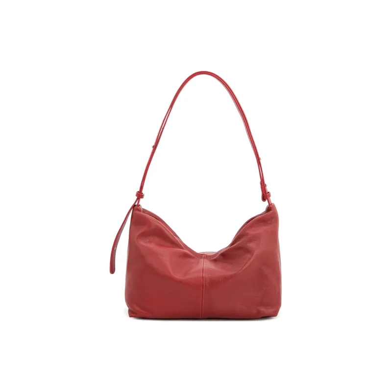 VENOF Sheepskin Dumpling Bag Shoulder Bag Small Size Women's Light Tea Brown/Deep Black/Advanced Red-13