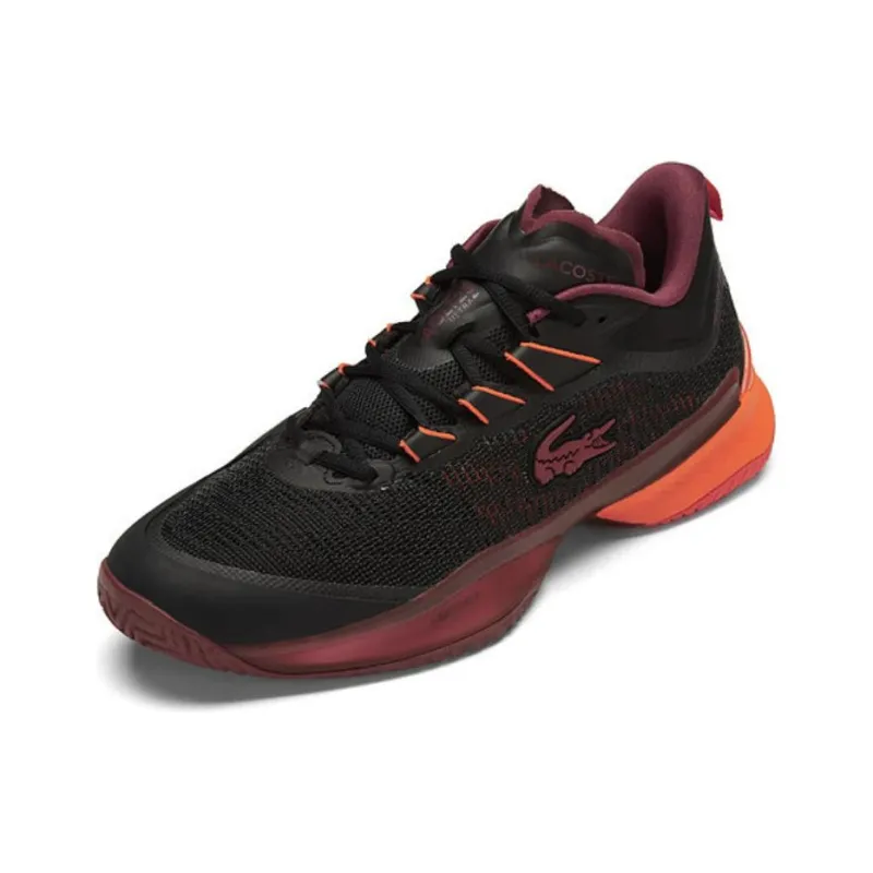 LACOSTE Breathable Lightweight Low Top Casual Shoes Men's Black Red-1