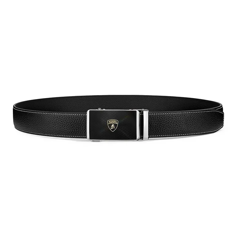 Automobili Lamborghini Cow Leather Belt, Fashion Casual, Premium Belt Men's Black Width 3.4cm Gift Box Set-1