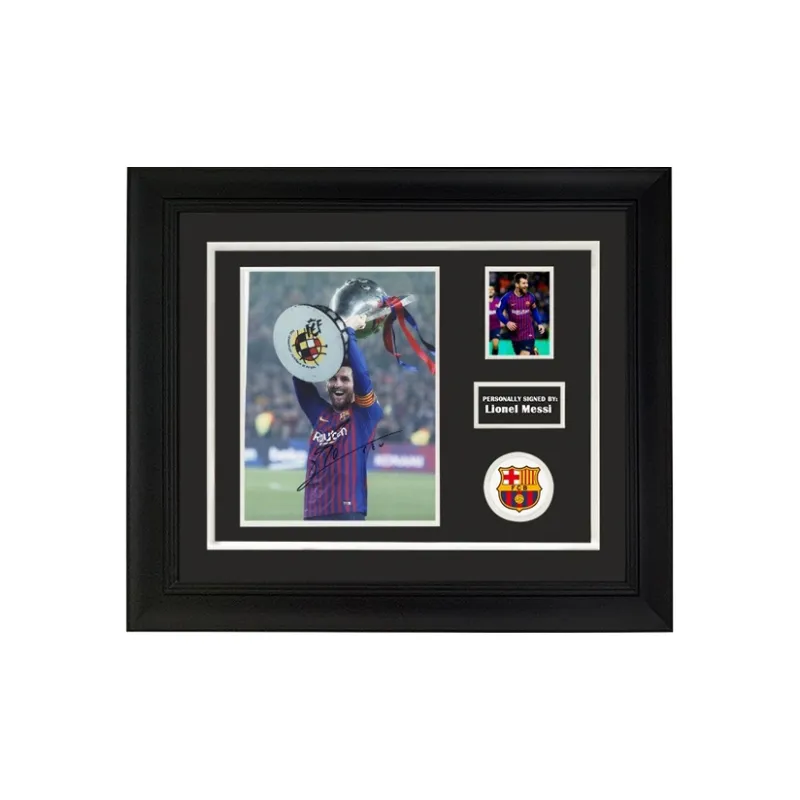 Three For Barcelona Team Leo Messi Signed Photo With SA Certificate Framed Design-4